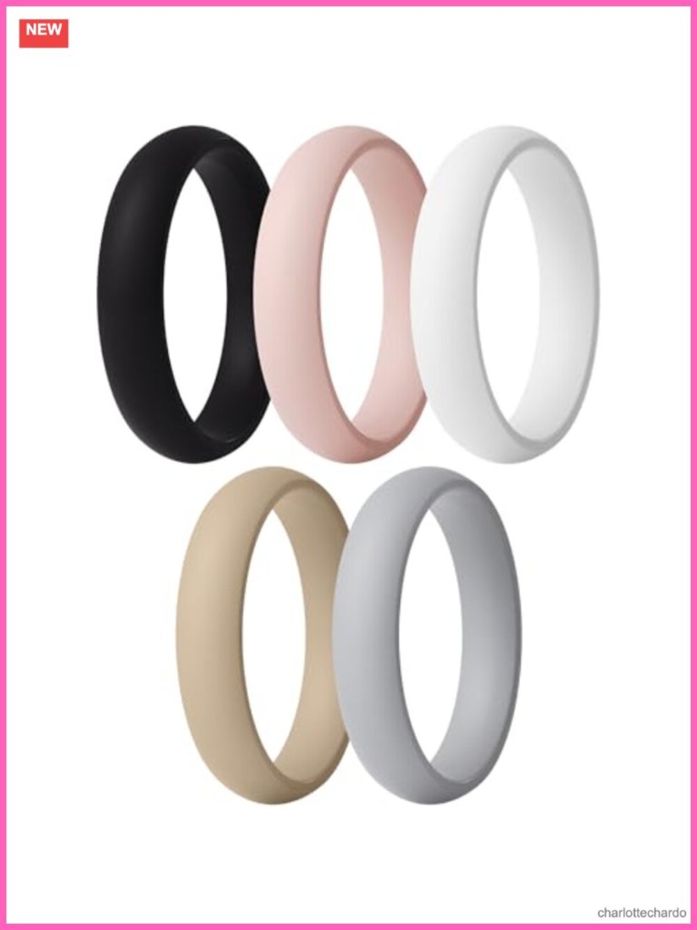 Silicone Bridal Rings Set for Women, Wedding Bands 5.5mm Wide, Pack of 5